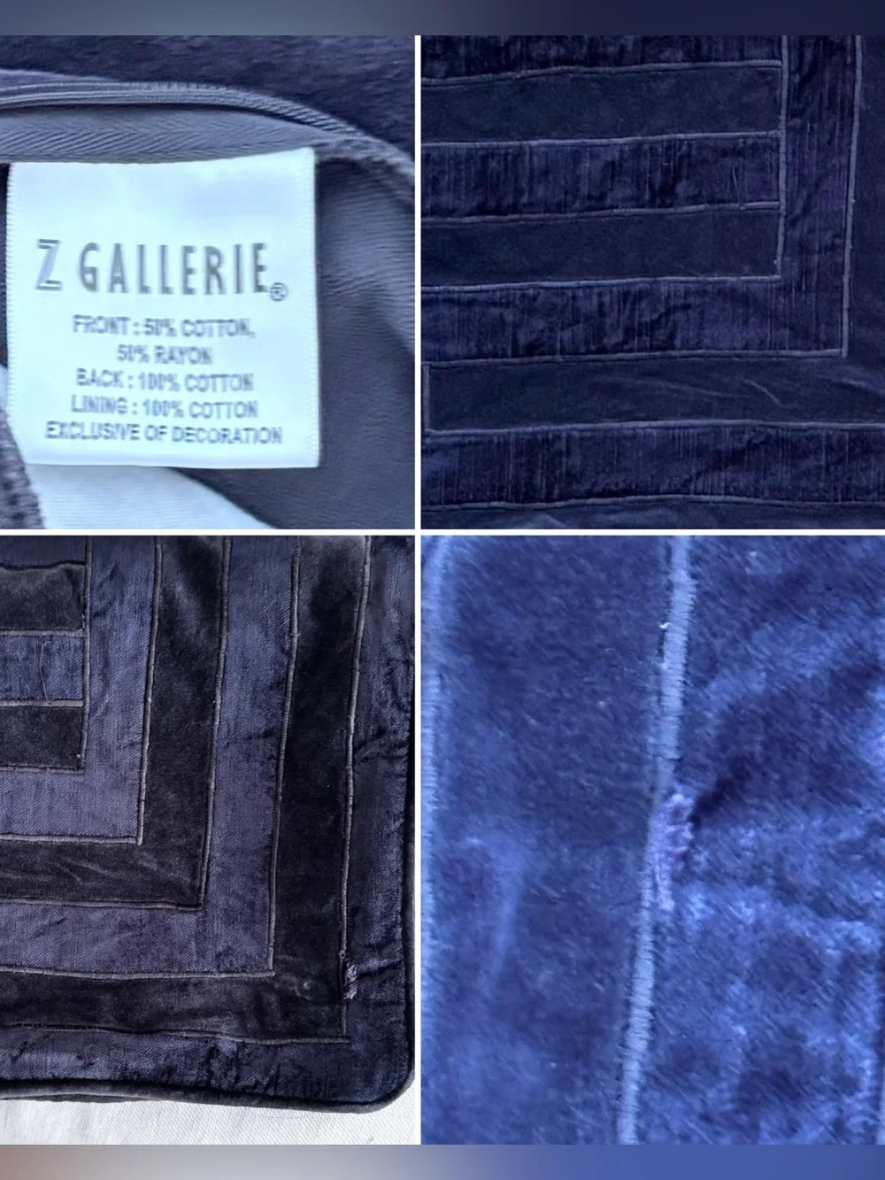 Pair Z Gallerie Labyrinth / Maze Velvet Geometric Pillow Covers 21 1/4”